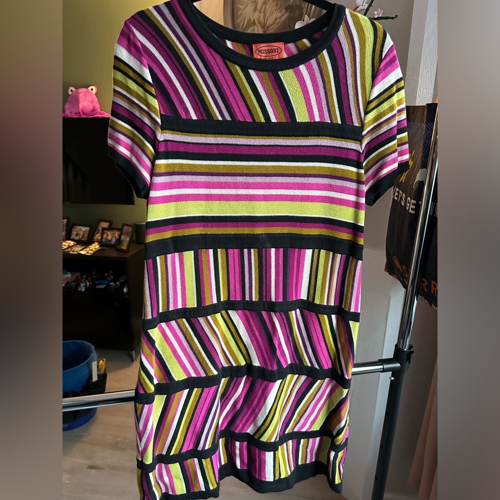 Vintage MISSONI Multi Colored Sweater Dress Womens US Size XL